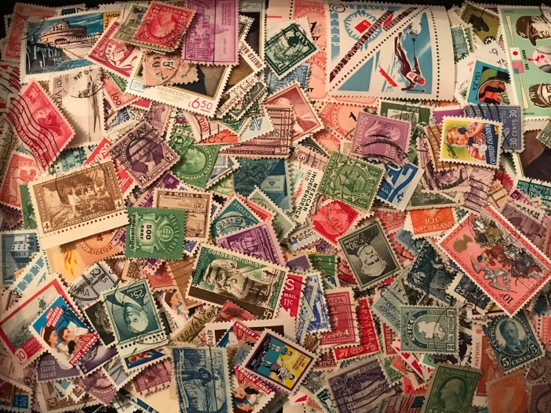 ~~VINTAGE TREASURES~~  40 WORLD STAMPS OFF-PAPER Different Size Issues