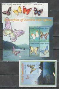 2005	Zambia	insects butterflies set+klb+s/s MNH	218