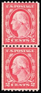 487, Mint VF/XF NH Scarce Coil Pair Post Office Fresh - Stuart Katz