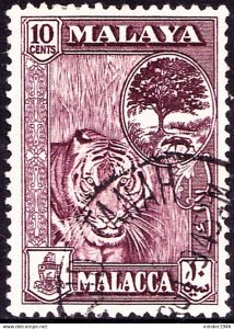 MALAYA MALACCA 1960 10c Deep Maroon SG55 Fine Used