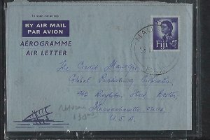 FIJI ISLANDS  (PP2708B) QEII   1971     AEROGRAM  8C NAUSORI    TO USA 