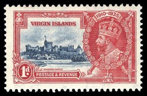 British Virgin Is 1935 KGV Silver Jubilee 1d KITE & VERTICAL LOG mnh. SG 103k.