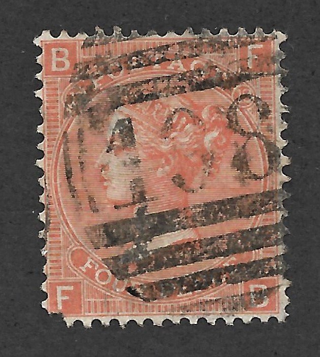 Doyle's_Stamps: 1865 Vermilion Victorian  Scott #43, Plate #10