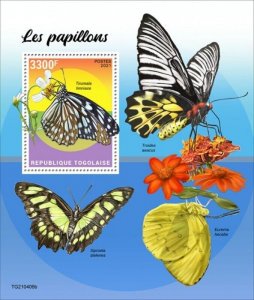 Togo - 2021 Blue Tiger Butterflies - Stamp Souvenir Sheet - TG210406b