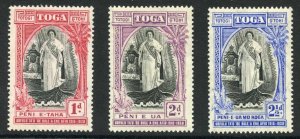 Tonga SG71/73 1938 Set of 3 (1d gum thin) M/M Cat 32 pounds