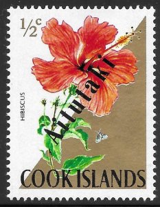 Aitutaki Scott 37 MNH 1/2c Cook Island Overprinted Flower Issue of 1972