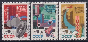 Russia 1964 Sc 2872-4 Rubber Tires Textile Industry Cotton Wheat Corn Stamp CTO