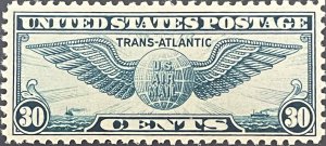 US #C24 30c Winged Globe Blue XF Mint NH