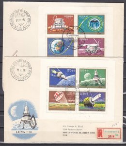 Hungary, Scott cat. C310-C311. Luna 16 & 17 sheets. First day cover. ^