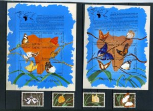 SIERRA LEONE 2001 BUTTERFLIES SET OF 4 STAMPS & 2 SHEETS OF 6 STAMPS MNH