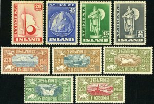 ICELAND #213-216 #C4-C8 Postage Stamp Collection ISLAND Europe Mint LH