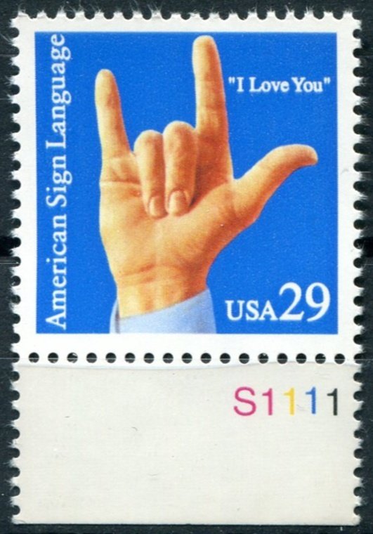 United States Sc#2784 MNH, 29c bl, yel & dk tan, American Sign Language (1993)