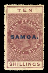 Samoa #124 Cat$45, 1914 10sh red brown, hinge remnant