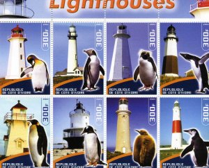 LIGHTHOUSES & PENGUINS Sheet Perforated Mint (NH)