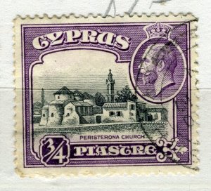 CYPRUS; 1934 early GV Pictorial issue fine used 3/4Pi. value