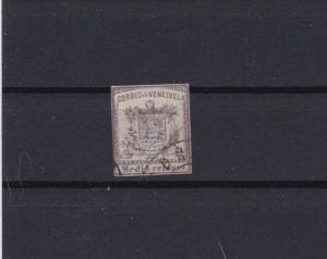 VENEZUELA 1862 IMPERF   STAMP ½ c LILAC  USED  CAT £190      REF 6285