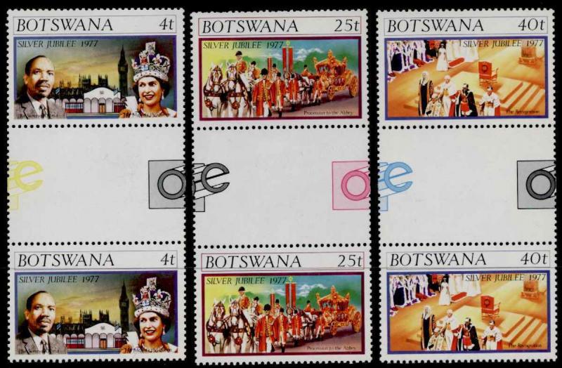 Botswana 179-81 Gutter Pairs MNH Queen Elizabeth Silver Jubilee