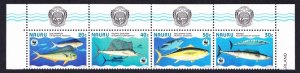 Nauru WWF Giant Fish Top Strip of 4v Arms 1997 MNH SC#443 a-d SG#458-461