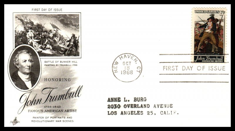 US 1361 John Trumball Artcraft Typed FDC