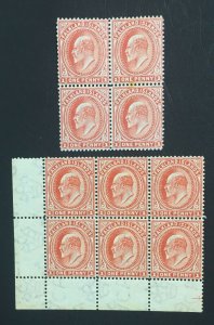 MOMEN: FALKLAND ISLANDS SG #44d,44b 1908 BLOCK MINT OG 1NH/3H LOT #60539