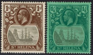 ST HELENA 1922 KGV SHIP 1/- AND 1/6 WMK MULTI SCRIPT CA