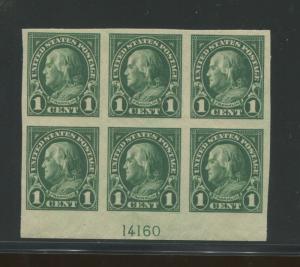 1923 US Postage Stamp #575 Mint Never Hinged VF Plate No. 14160 Block of 6 