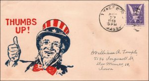 27 Aug 1943 WWII Patriotic Cover Thumb's Up Uncle Sam Sherman 8151