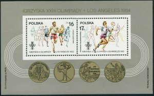 Poland 2621a sheet,MNH.Mi 2916C-2917C Bl.94.Olympics Los Angeles-1984.Running.