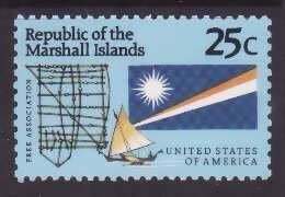Marshall Islands-Sc#381- id6-unused NH 25c Stick chart-Ships-1990-