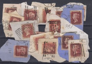 GB QV 1858 Collection Of 18 On Piece SG43/44 Different Plate Numbers BP9898