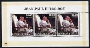 Haiti 2005 Pope John Paul II perf sheetlet #4 (Text in Fr...