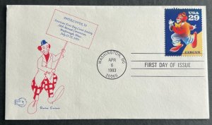 AMERICOVER 93 CIRCUS #2750 APR 6 1993 WASHINGTON DC FIRST DAY COVER (FDC) BX3-2