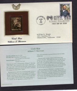 2975q Wm. T. Sherman, FDC PCS Gold Replica addressed