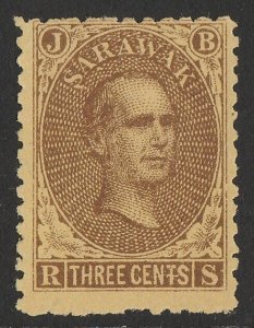 SARAWAK 1869 Brooke 3c brown with gum.