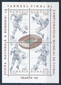 [117908] Romania 1998 World Cup Football Soccer Souvenir Sheet MNH