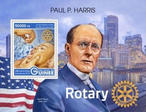 Guinea - 2019 Paul P. Harris Rotary Intl - Stamp Souvenir Sheet - GU190315b 