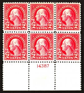 U.S. #554 MINT PL# Block OG LH 