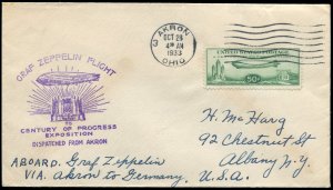 United States, Flight Covers, 1933 Chicago Flight, franked with 50c Century o...