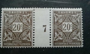 Dahomey #J12 mint hinged millesimes pair e201.6543