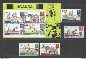 M0559 1978 Uganda Football World Cup Argentina Overprint #183A-186A Bl+Set Mnh