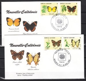 New Caledonia, Scott cat. 658-661. Butterflies issue on 2 First day covers.