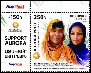 ARMENIA 2021-29 Aurora Prize. Famous People. Human Rights. HayPost CORNER, MNH