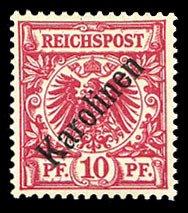 German Colonies, Caroline Islands #3a (Mi. 3I) Cat€75, 1899 10pf carmine, 4...