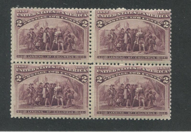 1893 US Stamp #231 2c Mint Never Hinged F/VF Block of 4 Catalogue Value $160 