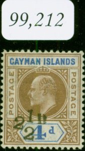 Cayman Is 1908 2 1/2d on 4d Brown & Blue SG35 V.F & Fresh VLMM B.P.A Cert