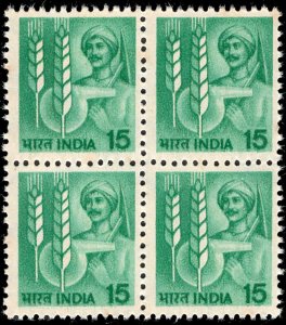India 1980 Farmer Agricultural Technology 15p 'Blk of 4' MNH Sc.838 Definitive. 