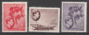 SEYCHELLES 1938 KGVI PICTORIAL 9C 45C AND 50C