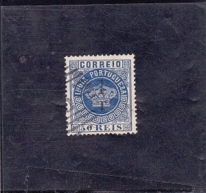PORTUGUESE INDIA  CROWN SURCHARGED  1 T/ 50R. Perf. 13,5   AF # 91