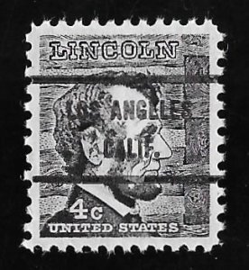 #1282 4 cents Precancel Lincoln (1965) Stamp used EGRADED VF 82