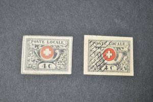 Switzerland # 2L5 Forgery x2 Variety Used & Unused No Gum Fakes Geneva
